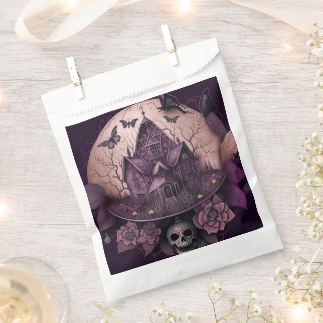 Creepy Haunted House Birds Skull Happy Halloween Favour Bags (Clipped)