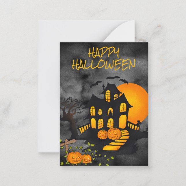 Creepy Haunted House Halloween Classroom   Card (Front)