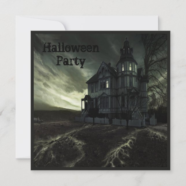 Creepy Haunted House Halloween Party Invitation (Front)