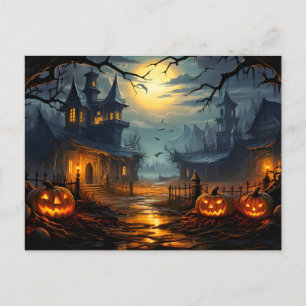 Creepy Haunted House Halloween Postcard