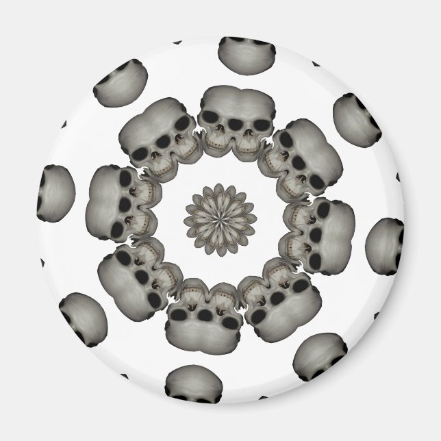 Creepy Human Skull Mandala Magnet (Front)