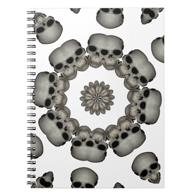 Creepy Human Skull Mandala Notebook (Front)
