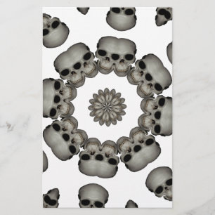 Creepy Human Skull Mandala Stationery