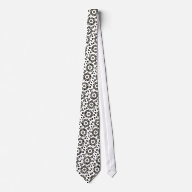 Creepy Human Skull Mandala Tie (Front)
