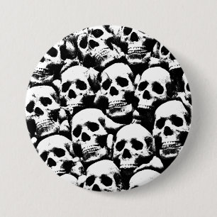 creepy human skulls pattern horror gothic dark art 7.5 cm round badge
