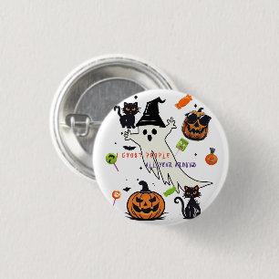 Creepy 'I Ghost People' Button - Halloween Cat Pin