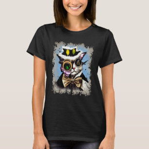 Creepy Illuminati Cat Cyborg Monocle Steam Cat Pun T-Shirt