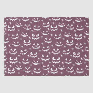 Creepy Jack-O' Lantern Faces Purple Halloween Tissue Paper