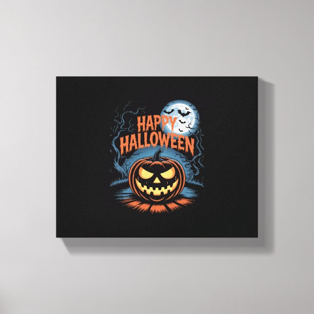 Creepy Jack O’ Lantern Halloween Canvas Print (Front)