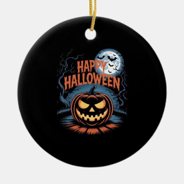 Creepy Jack O� Lantern Halloween Ceramic Tree Decoration (Front)
