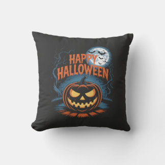 Creepy Jack O Lantern Halloween Cushion