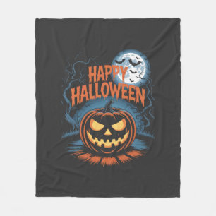 Creepy Jack O Lantern Halloween Fleece Blanket
