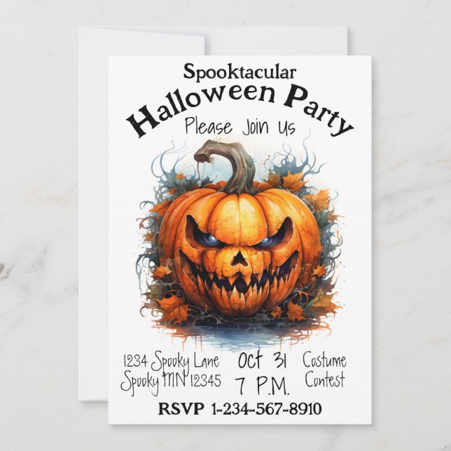Creepy Jack-O-Lantern Halloween Party  Invitation (Front)