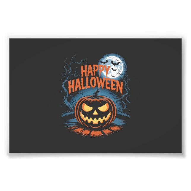 Creepy Jack O Lantern Halloween Photo Print (Front)