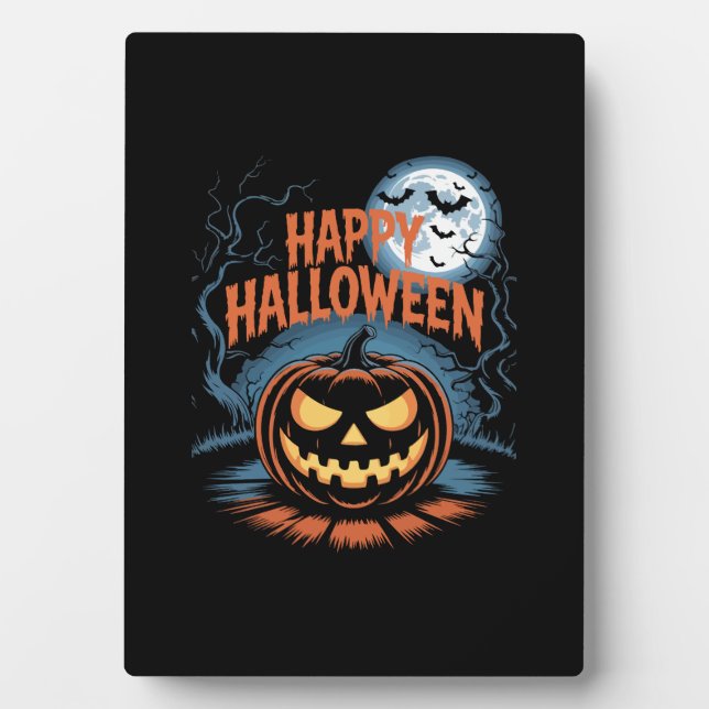 Creepy Jack O� Lantern Halloween Plaque (Front)