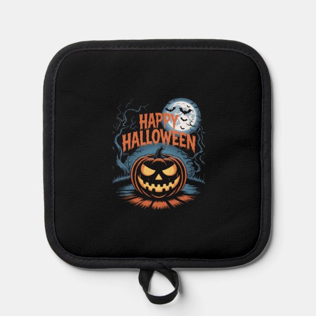 Creepy Jack O� Lantern Halloween Pot Holder (Front)