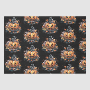Creepy Jack-O' Lantern Pattern Halloween Tissue Paper