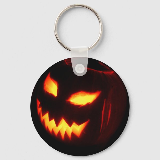 Creepy Jack o lantern pumpkin Key Ring (Front)