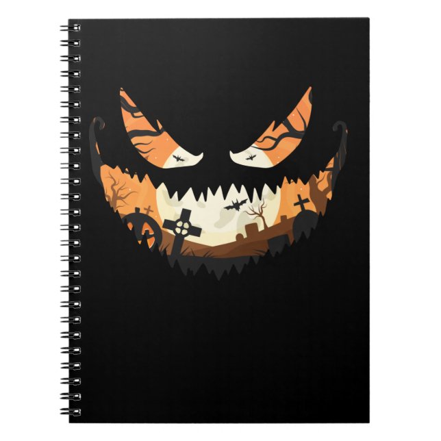 Creepy Jack O Latern Spooky Halloween Notebook (Front)