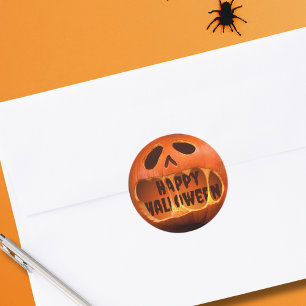 Creepy Jack o'lantern pumpkin Halloween  Classic Round Sticker