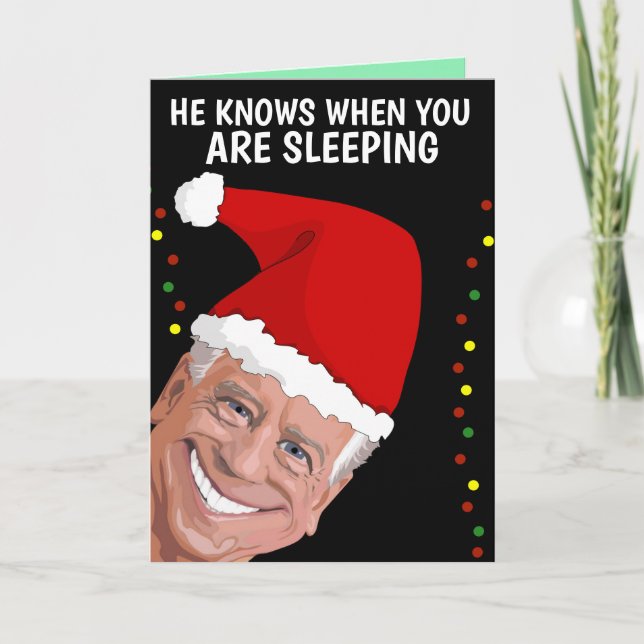 CREEPY JOE BIDEN SNIFF CHRISTMAS GREETING CARD (Front)