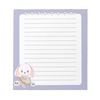 Creepy Kawaii Bunny and Skulls Notepad 