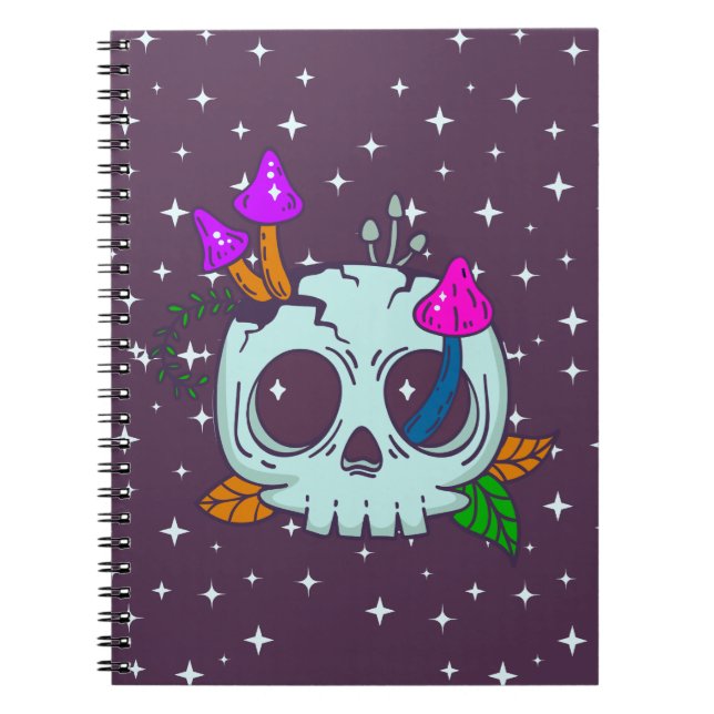 Creepy Kawaii Skull and Mushrooms Notebook (Front)