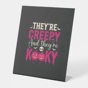 Creepy Kooky Halloween Skull Pumpkin Design_1 Pedestal Sign
