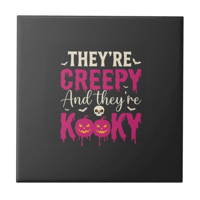 Creepy Kooky Halloween Skull Pumpkin Design_1 Tile (Front)
