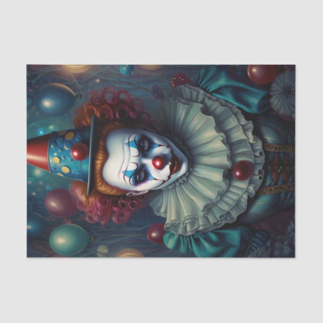 Creepy Lady Clown Decoupage Paper  (Front)