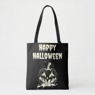 Creepy Melting Pumpkin Happy Hallowen  Tote Bag