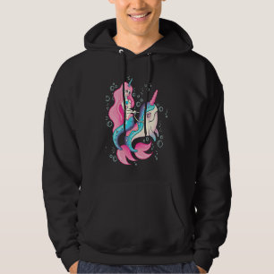 Creepy mermaid riding on a unicorn narwahle Alt sa Hoodie