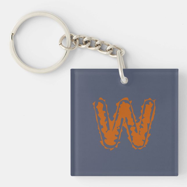 Creepy Monogram Clashing Orange on Blue Key Ring (Front)