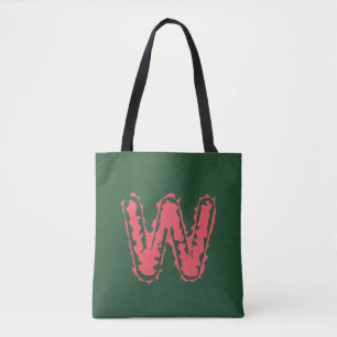 Creepy Monogram Clashing Pink on Green Tote Bag