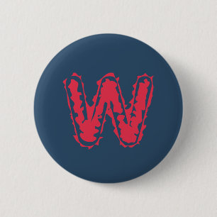 Creepy Monogram Clashing Red on Blue 6 Cm Round Badge
