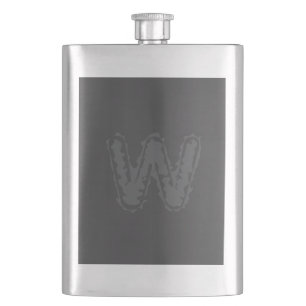 Creepy Monogram Grey on Grey Hip Flask