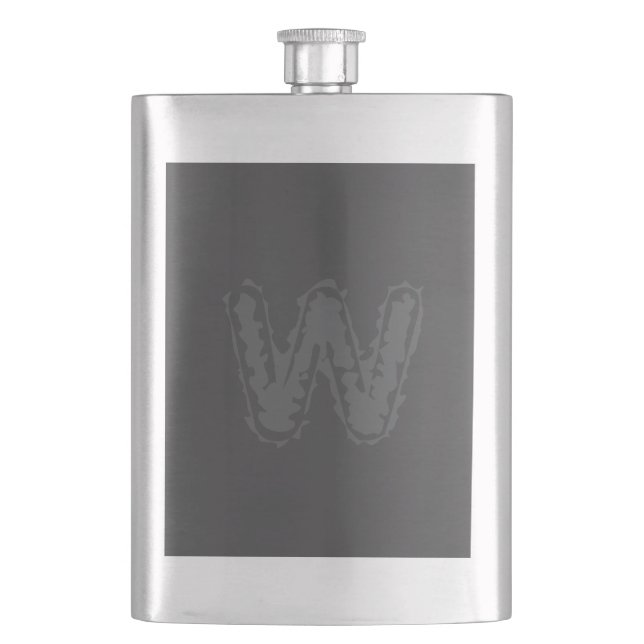 Creepy Monogram Grey on Grey Hip Flask (Front)