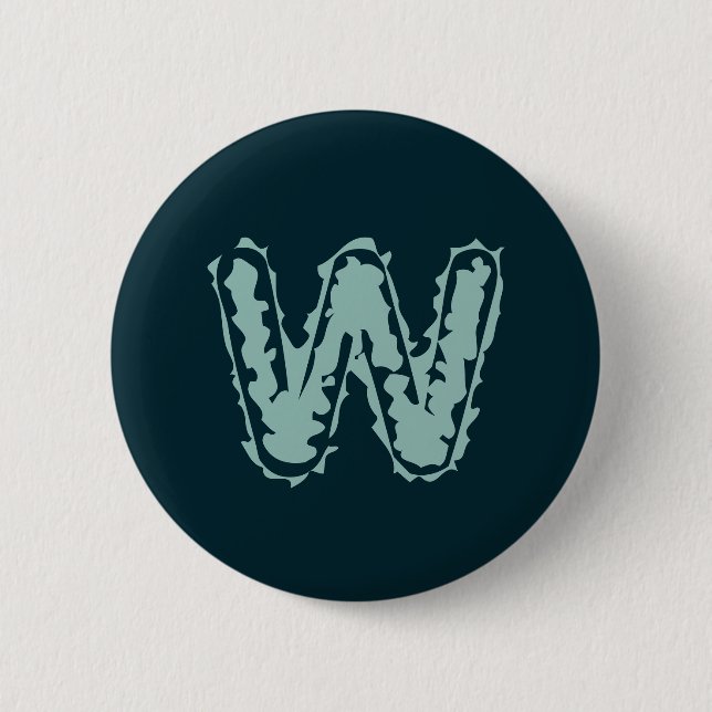 Creepy Monogram Mint Green on Deep Blue 6 Cm Round Badge (Front)
