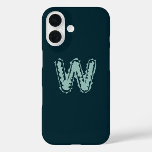 Creepy Monogram Mint Green on Deep Blue iPhone 16 Case
