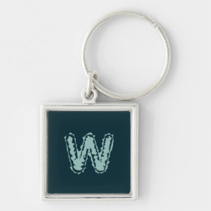 Creepy Monogram Mint Green on Deep Blue Key Ring