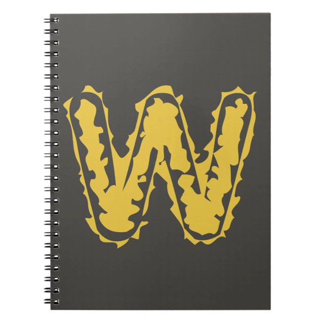 Creepy Monogram Moody Yellow on Dark Grey Notebook (Front)