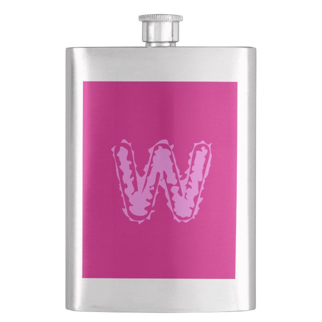 Creepy Monogram Pink on Pink Hip Flask (Front)