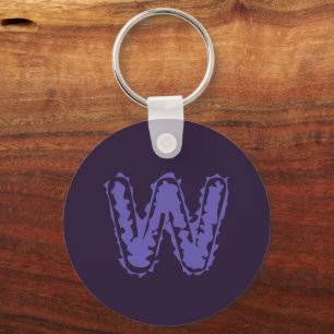 Creepy Monogram Purple on Purple Key Ring