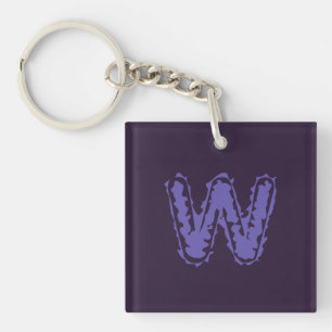 Creepy Monogram Purple on Purple Key Ring