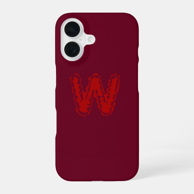 Creepy Monogram Red on Red iPhone 16 Case (Back)