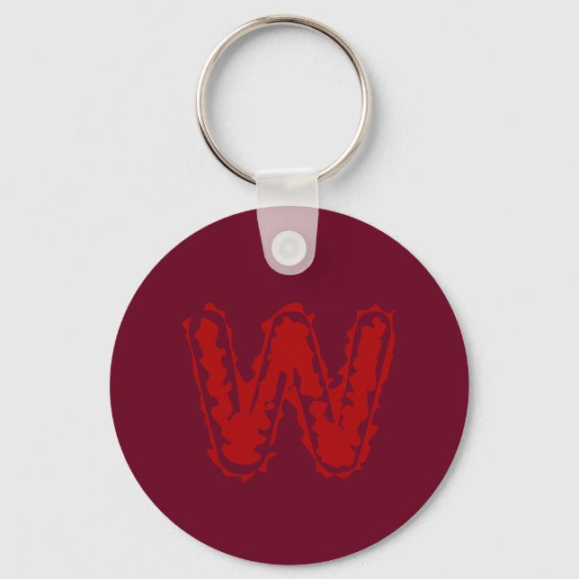 Creepy Monogram Red on Red Key Ring (Front)