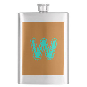 Creepy Monogram Toxic Green on Orange Hip Flask