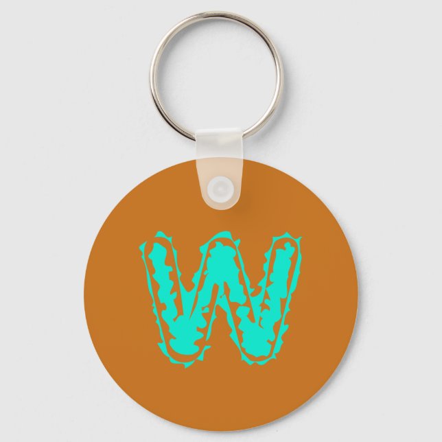 Creepy Monogram Toxic Green on Orange Key Ring (Front)