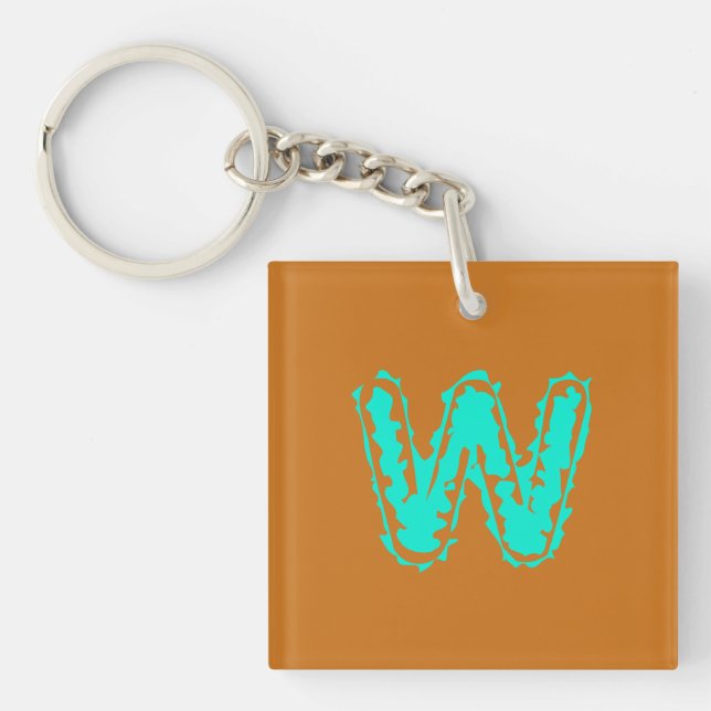 Creepy Monogram Toxic Green on Orange Key Ring (Front)