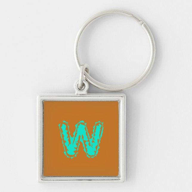 Creepy Monogram Toxic Green on Orange Key Ring (Front)
